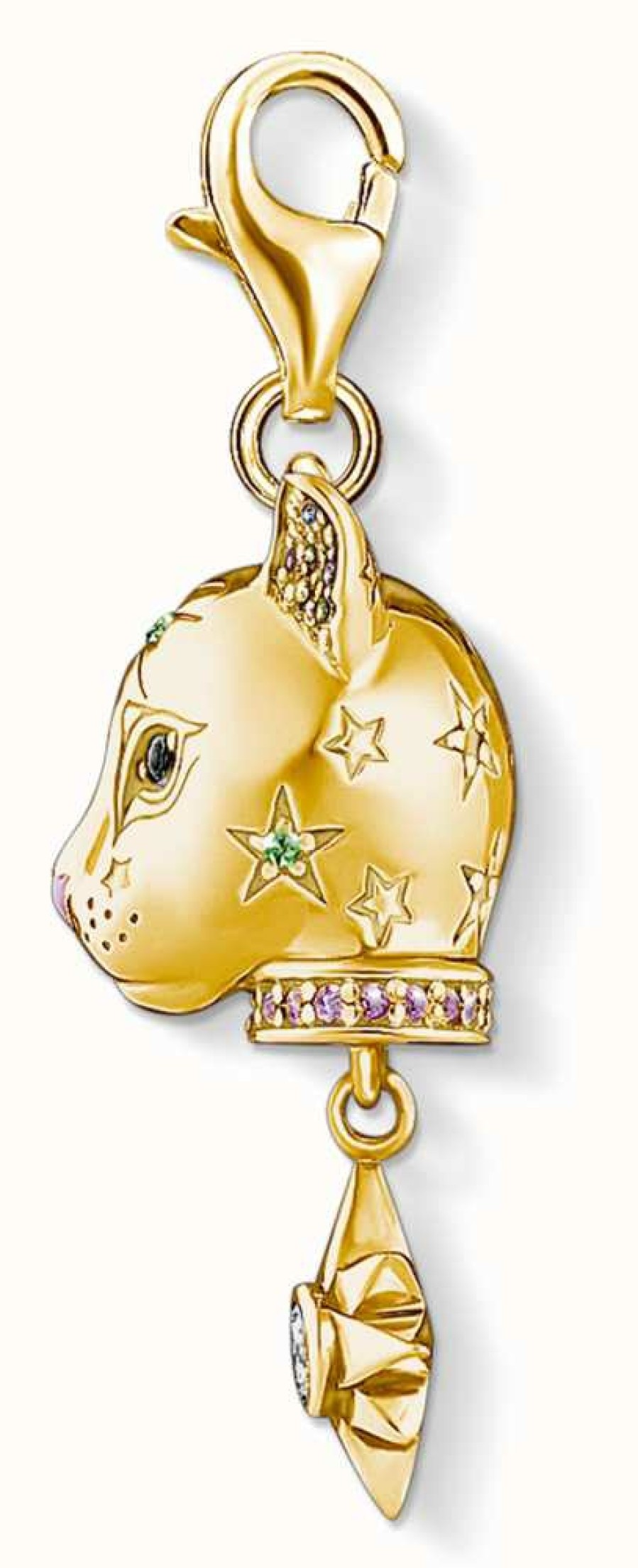 Jewelry Thomas Sabo Jewellery | Thomas Sabo Sterling Silver Gold Plated 'Cat' Charm Pendant