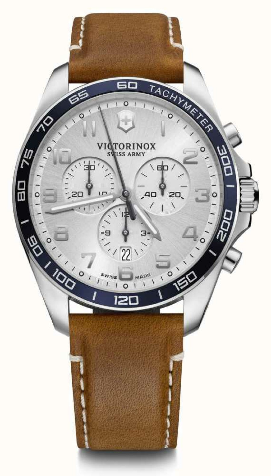 Men'S Victorinox | Victorinox | Fieldforce | Classic Chrono | Brown Leather | Silver Sunray Dial