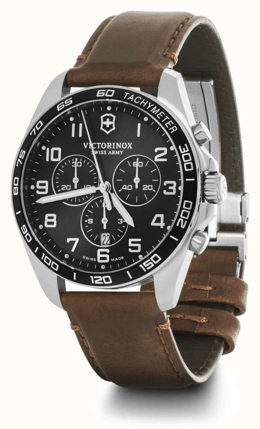 Men'S Victorinox | Victorinox | Fieldforce | Classic Chrono | Brown Leather Strap | Black Dial