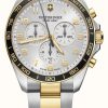 Men'S Victorinox | Victorinox | Fieldforce | Classic Chrono | Two Tone Steel Bracelet | Silver Dial