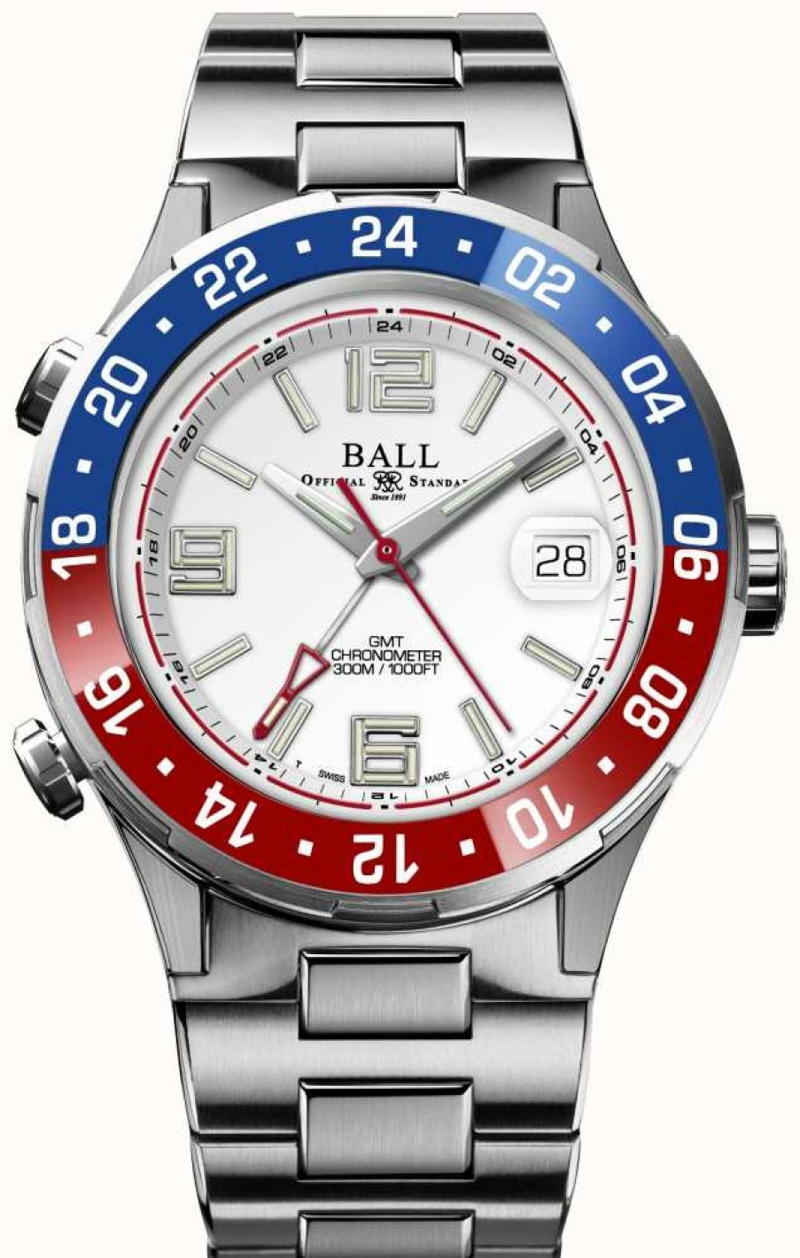 Men'S Ball Watch Company | Ball Watch Company Roadmaster Pilot Gmt Limited Edition White Dial