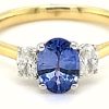 Jewelry James Moore | Lm 18Ct Yellow Gold 0.86Ct Sapphire Diamond 0.29 Total Oval 3 Stone