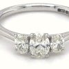 Jewelry James Moore | Lm Platinum Oval Diamond 3 Stone Ring 0.69Ct Total