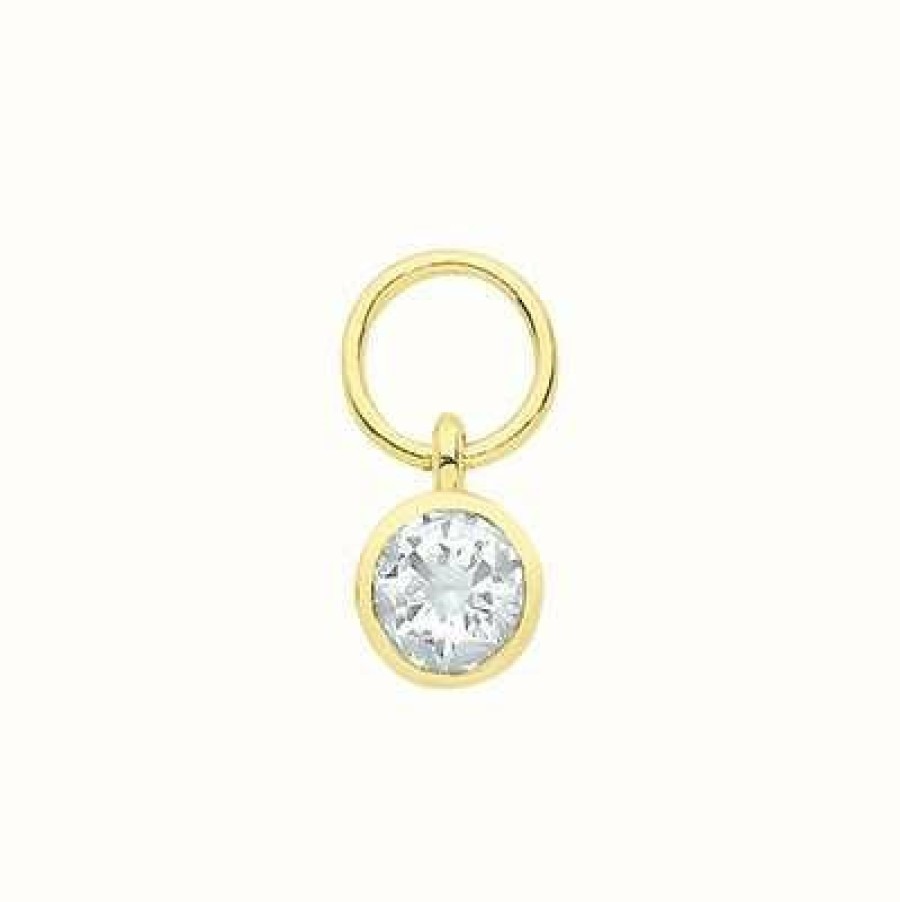 Jewelry James Moore | James Moore Th 9Ct Yellow Gold Bezel Cubic Zirconia Earring Charm