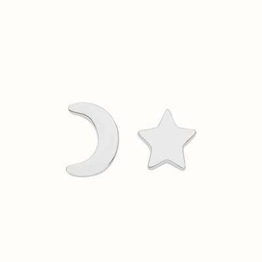 Jewelry James Moore | James Moore Th Silver Moon And Star Stud Earrings