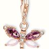 Jewelry Thomas Sabo Jewellery | Thomas Sabo Sterling Silver 18K Rose Gold Plated Dragonfly Charm Pendant