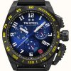 Men'S TW Steel | Tw Steel Nigel Mansell Chronograph Limited Edition (46Mm) Blue Sunburn Dial / Yellow Leather Strap