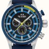 Men'S TW Steel | Tw Steel Swiss Volante Fast Lane Limited Edition (48Mm) Black Dial / Dark Blue Leather Racing Strap