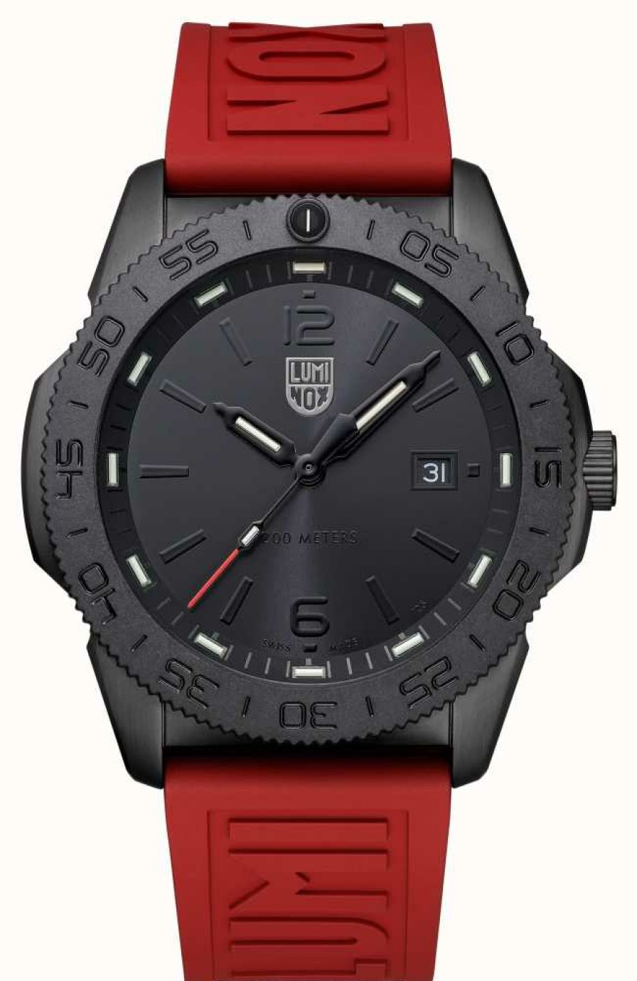 Men'S Luminox | Luminox Men'S Pacific Diver Black And Red Watch