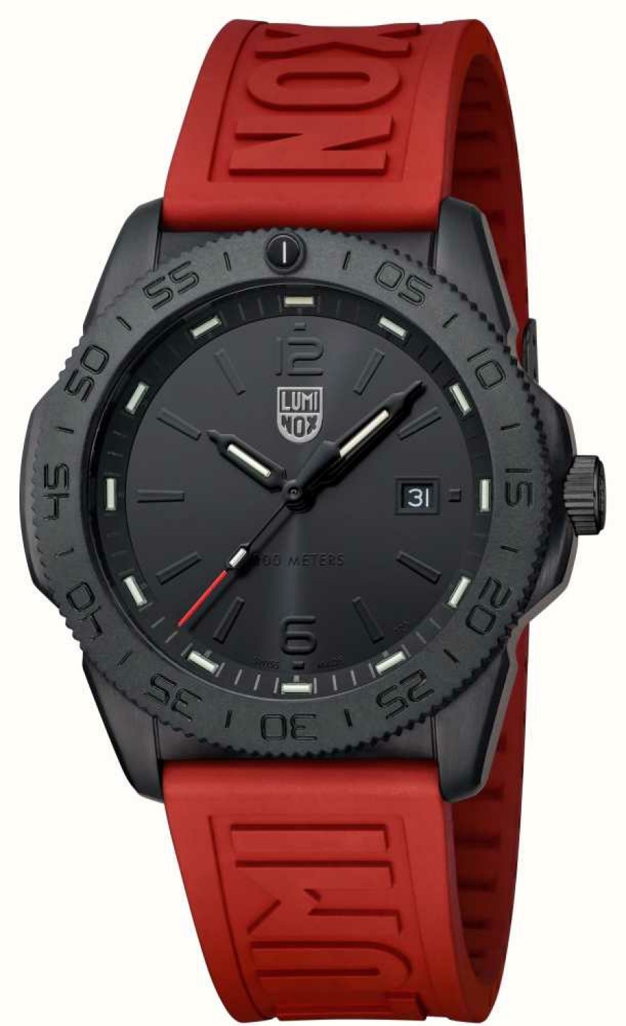 Men'S Luminox | Luminox Men'S Pacific Diver Black And Red Watch