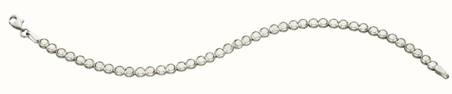 Jewelry Elements Gold | Elements Gold 9Ct White Gold Diamond Cut Circle Tennis Bracelet