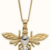 Jewelry Elements Gold | Elements Gold 9Ct Yellow White Gold Large Detail Bee Pendant Only