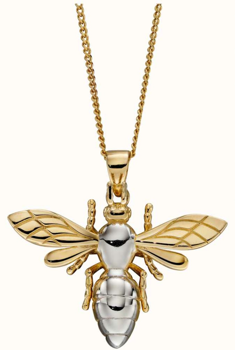 Jewelry Elements Gold | Elements Gold 9Ct Yellow White Gold Large Detail Bee Pendant Only