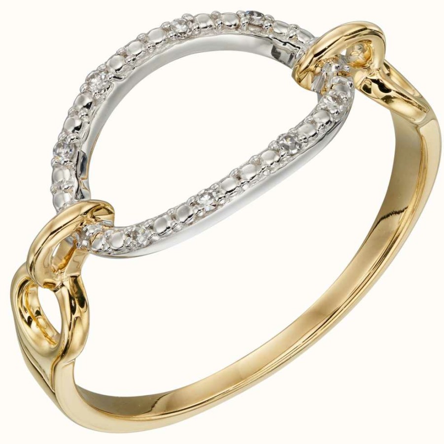 Jewelry Elements Gold | Elements Gold 9Ct Yellow Gold Diamond Open Oval Loop Ring