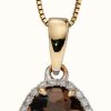 Jewelry Elements Gold | Elements Gold 9Ct Yellow Gold Irregular Smoky Quartz Diamond Pendant Only