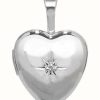 Jewelry James Moore | James Moore Th Silver 0.01Ct Diamond Set Heart Shaped Locket Pendant