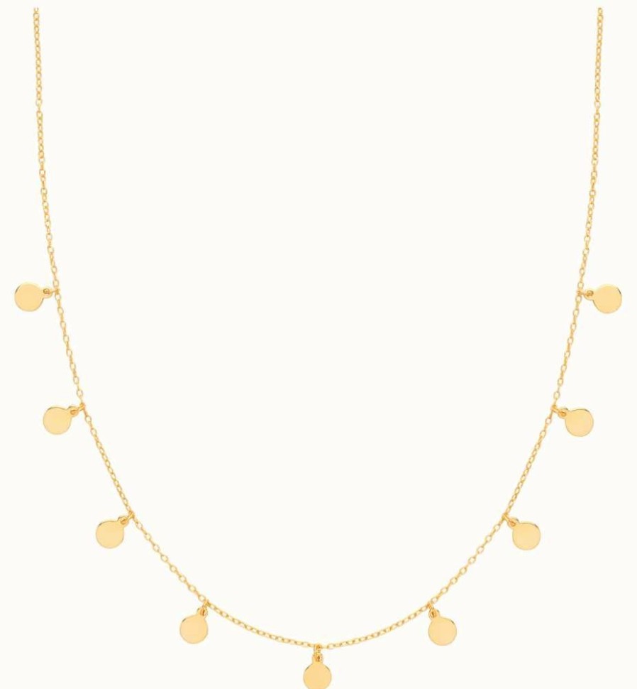 Jewelry James Moore | James Moore Th Yellow Gold Plated Multi Spaced Circle Disc Necklace