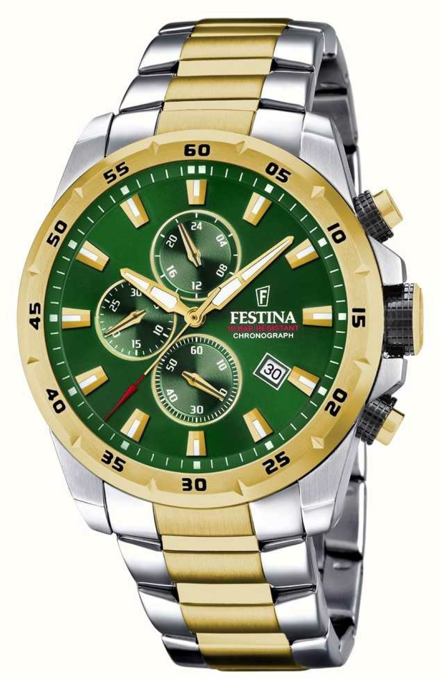 Men'S Festina | Festina Men'S Chronograph Green Dial Watch