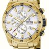 Men'S Festina | Festina Men'S Chronograph | Silver Dial | Gold Pvd Watch