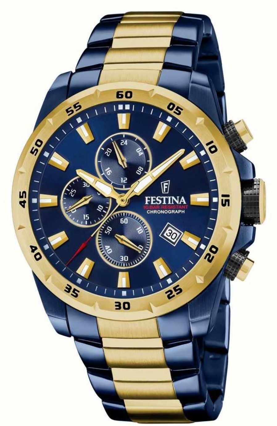 Men'S Festina | Festina Men'S Chronograph Dual Tone Stainless Steel Bracelet