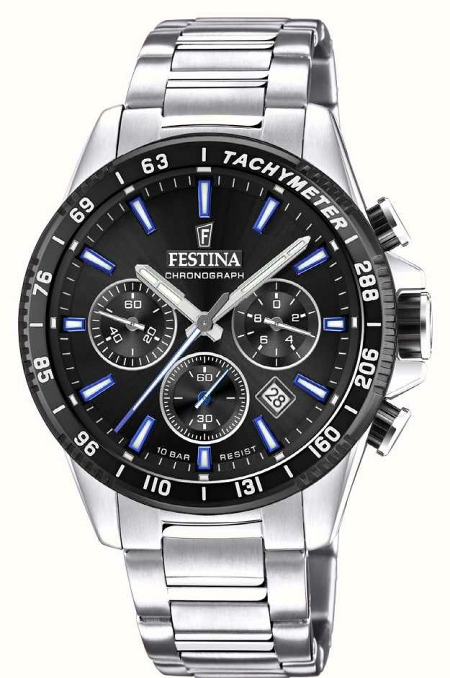 Men'S Festina | Festina Men'S Chronograph | Black Dial | Stainless Steel Bracelet