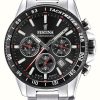 Men'S Festina | Festina Chronograph Black Dial Stainless Steel Watch