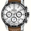 Men'S Festina | Festina Men'S Chronograph Brown Leather Strap Watch