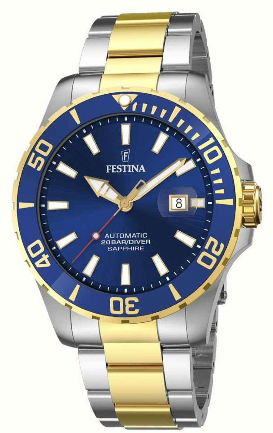 Men'S Festina | Festina Men'S Automatic 44 Mm Blue Dial Watch