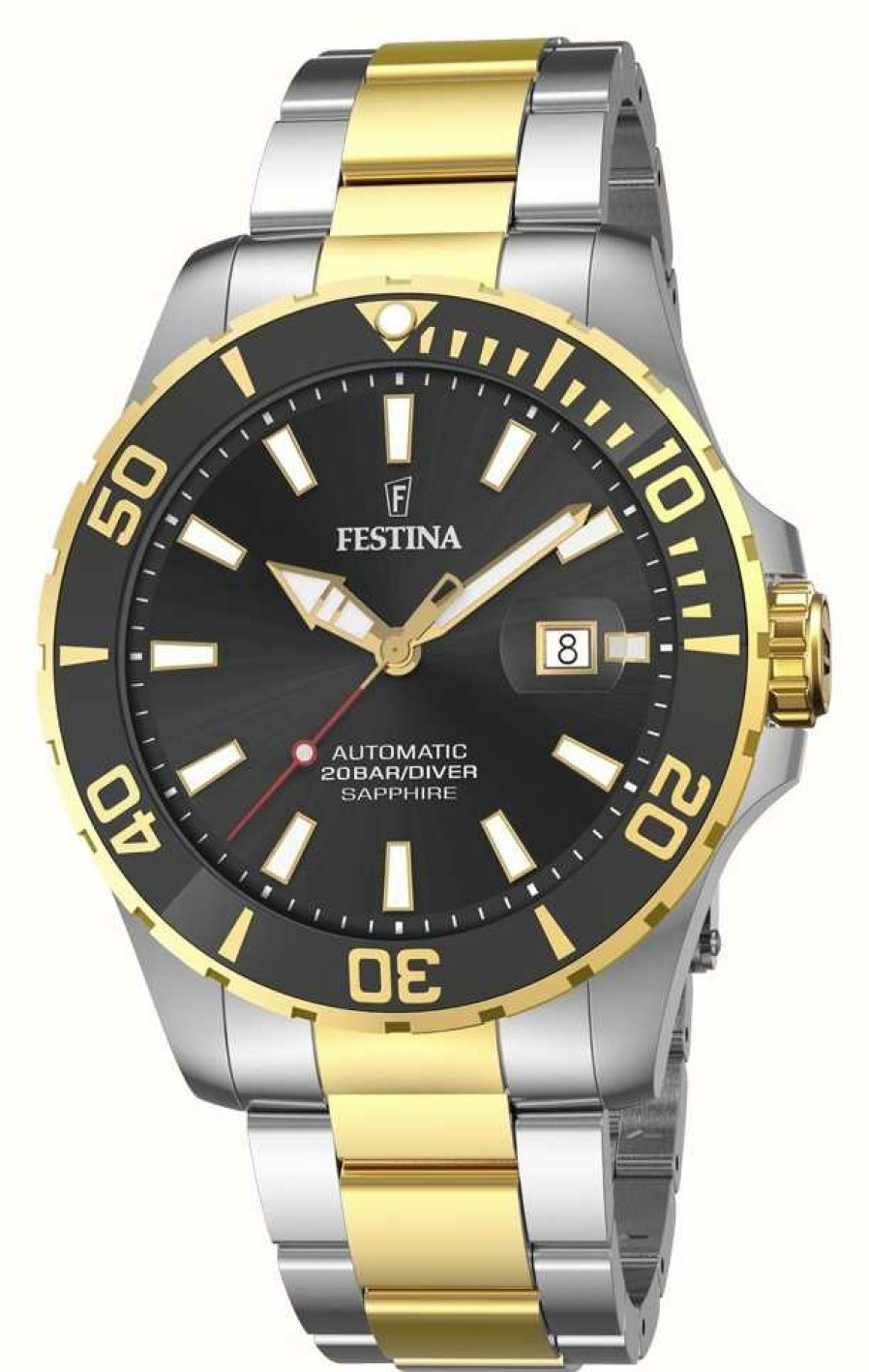 Men'S Festina | Festina Men'S | Black Dial | Two Tone Bracelet | Automatic Watch