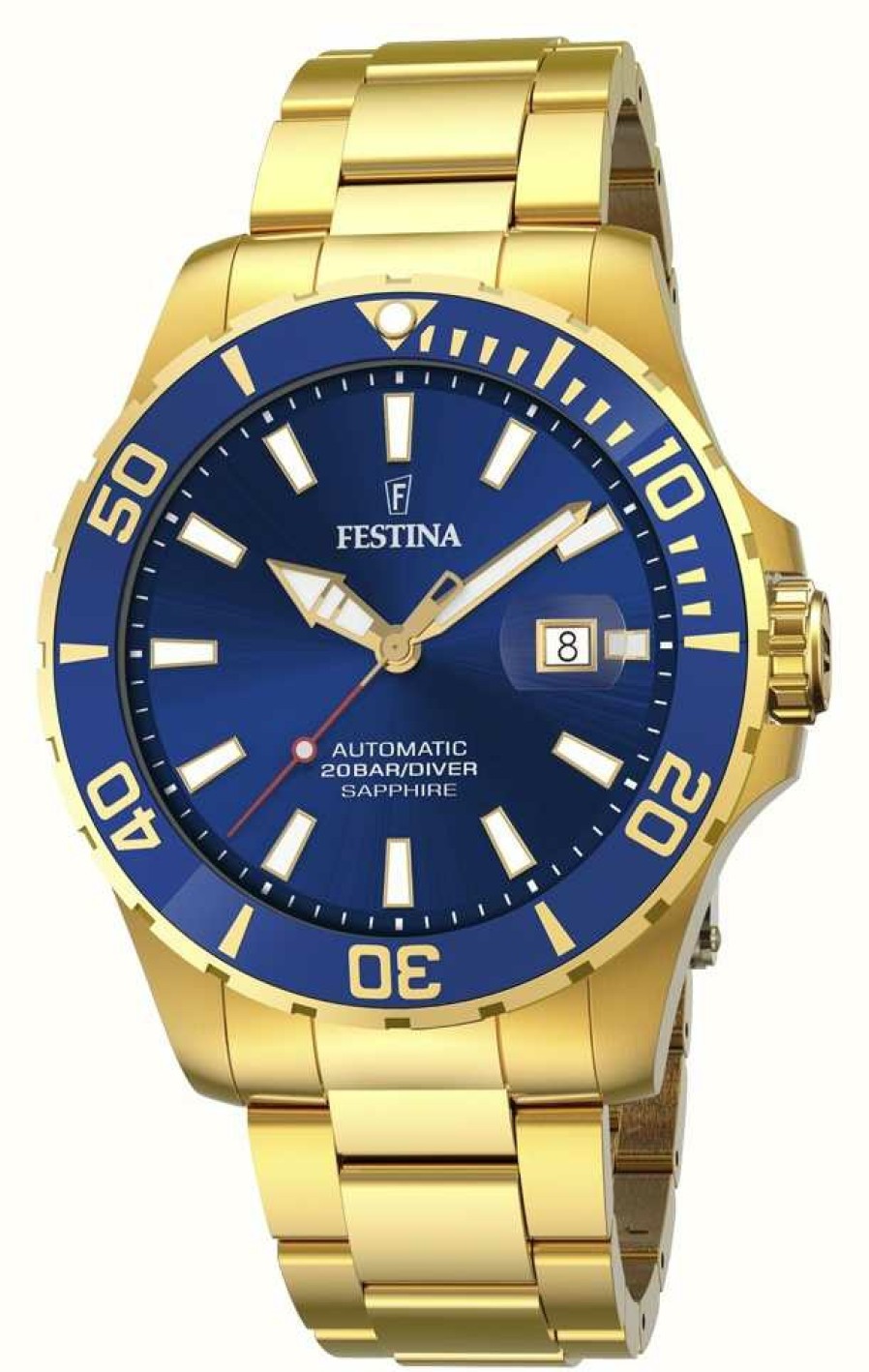 Men'S Festina | Festina Men'S | Blue Dial | Gold Plated Bracelet | Automatic Watch