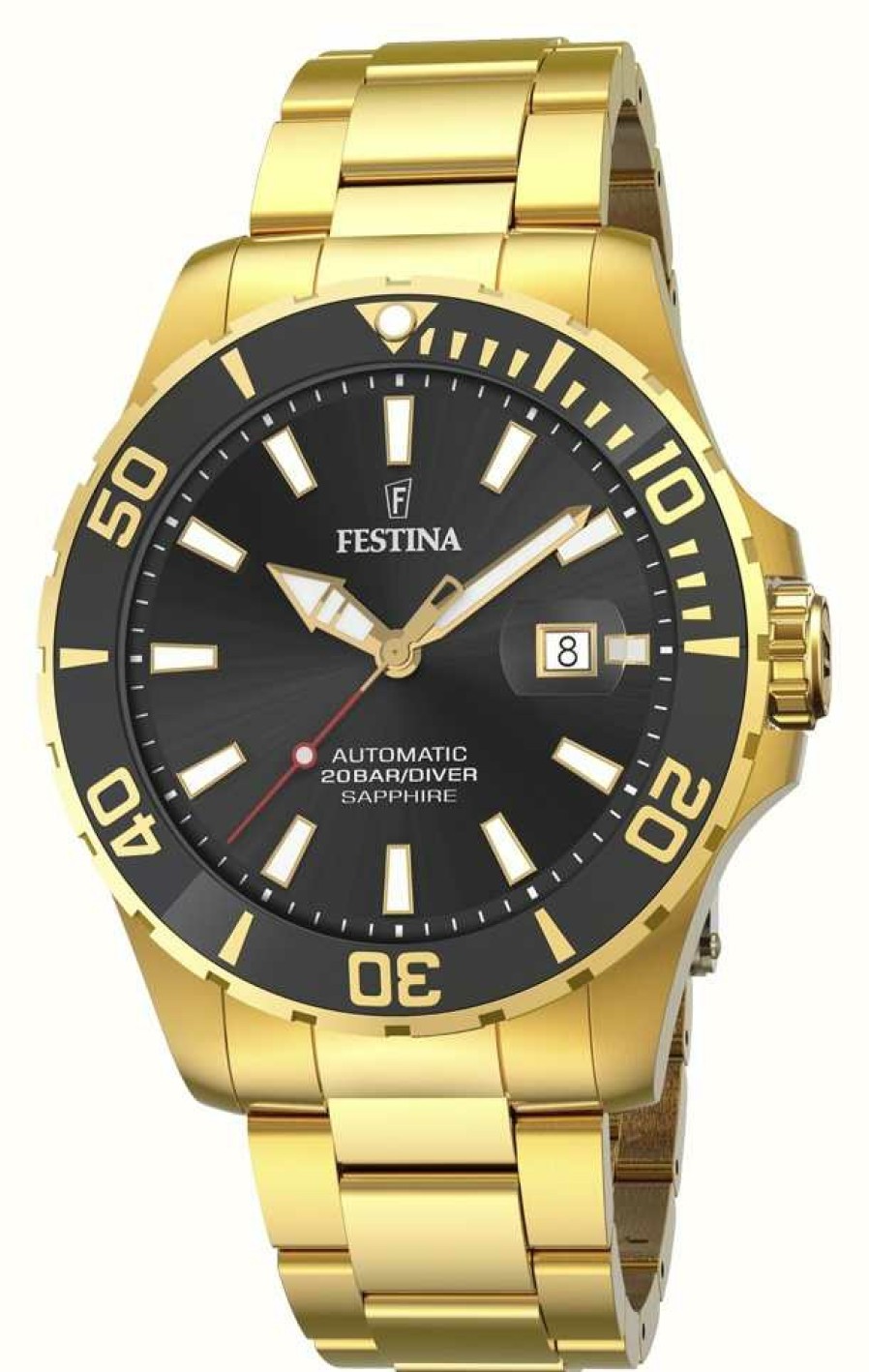 Men'S Festina | Festina Men'S | Black Dial | Gold Plated Bracelet | Automatic Watch