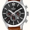 Men'S Festina | Festina Men'S Chronograph | Black Dial | Brown Leather Strap