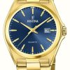 Men'S Festina | Festina Men'S | Blue Dial | Gold Pvd Plated Bracelet