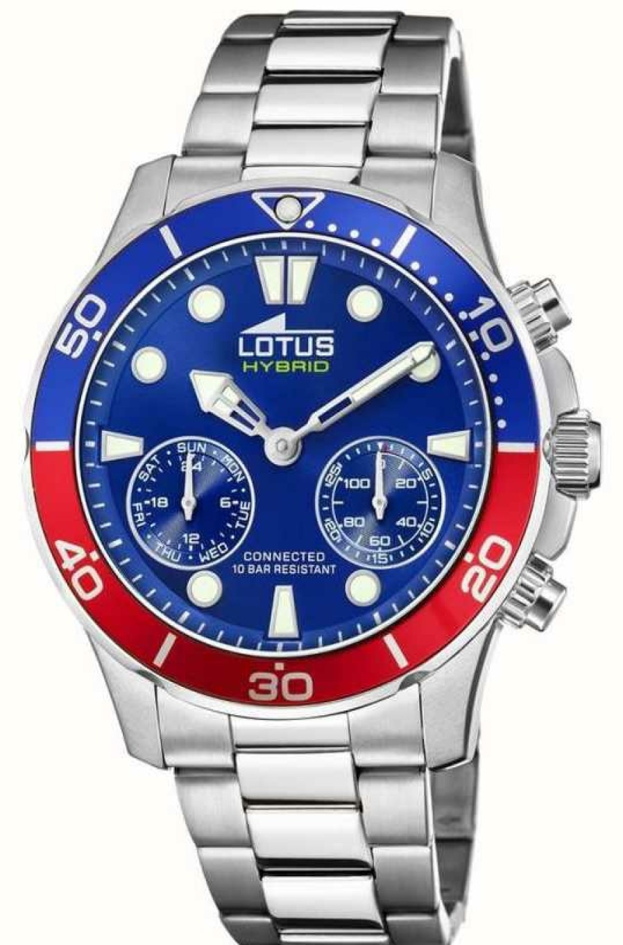 Men'S Lotus | Lotus Men'S Hybrid Connected Smartwatch Blue And Red Bezel