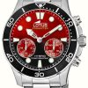 Men'S Lotus | Lotus Hybrid Connected Smartwatch | Red Dial | Stainless Steel Bracelet