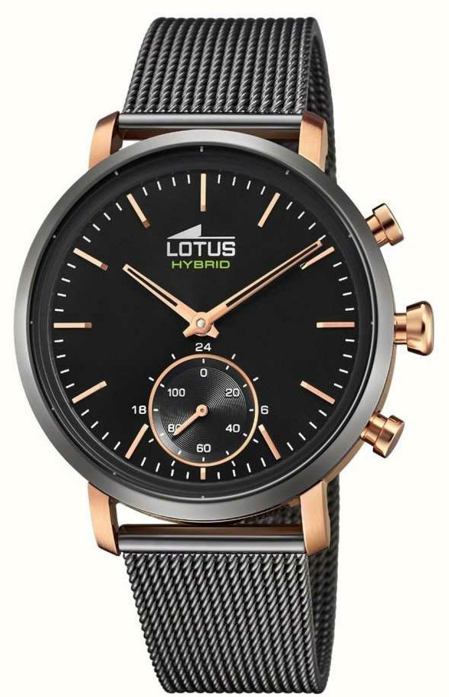 Men'S Lotus | Lotus Men'S Connected Watch | Black And Rose Gold | Black Steel Mesh Bracelet