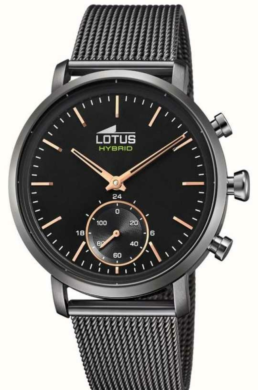 Men'S Lotus | Lotus Hybrid Connected Smartwatch | Black Dial | Black Steel Mesh Bracelet