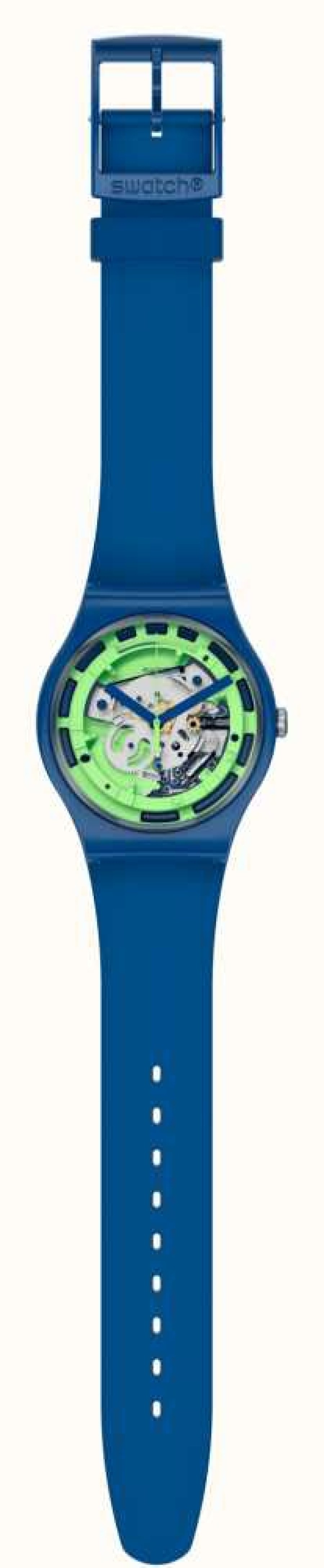 Men'S Swatch | Swatch New Gent Green Anatomy Blue Silicone Watch