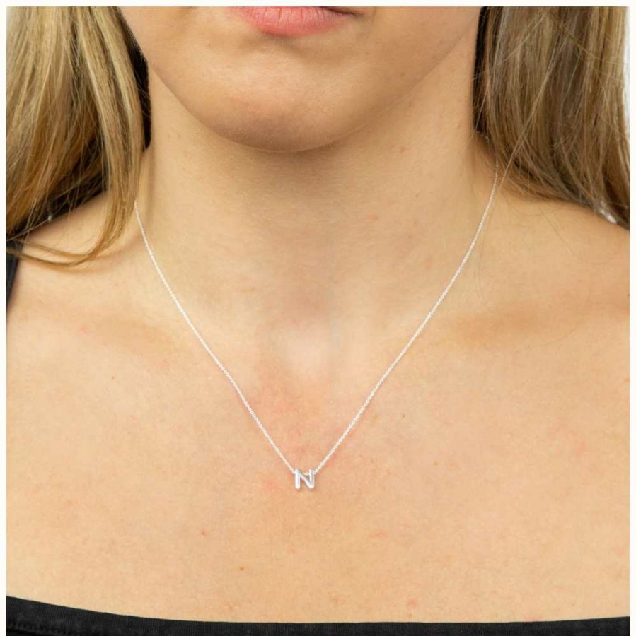 Jewelry Elements Silver | Elements Silver Silver Initial N Pendant Necklace