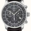 Men'S Zeppelin | Zeppelin | Series 100 Years | Chronograph Date | Black Leather Strap