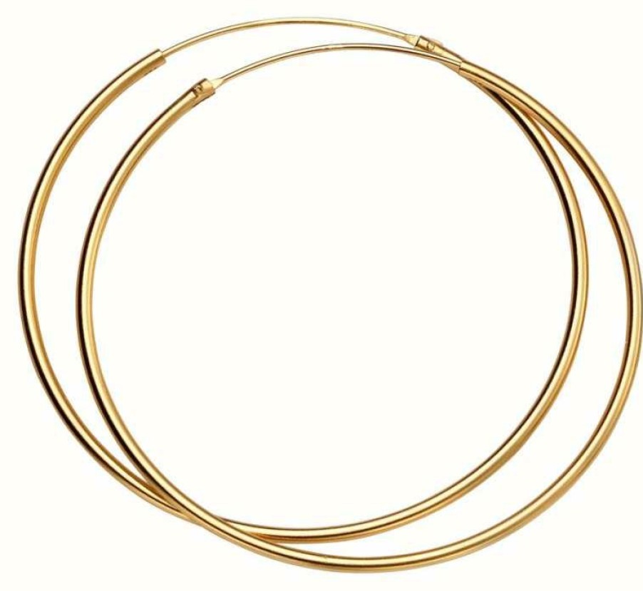 Jewelry Elements Silver | Elements Silver Silver Gold Plated 50Mm Hoop Earrings