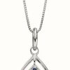 Jewelry Elements Gold | Elements Gold 9Ct White Gold Sapphire Tear Drop Pend