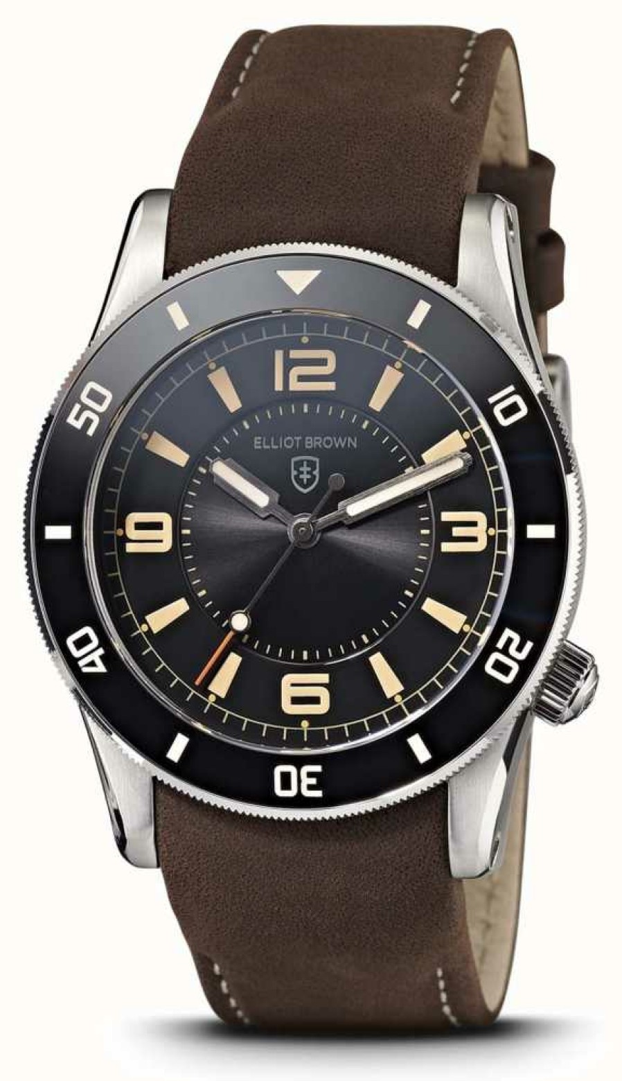 Men'S Elliot Brown | Elliot Brown Bloxworth 3 Hand | Black Dial | Brown Leather Strap