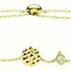 Jewelry James Moore | James Moore Th 9Ct Yellow Gold Cubic Zirconia Disc Pull Bracelet