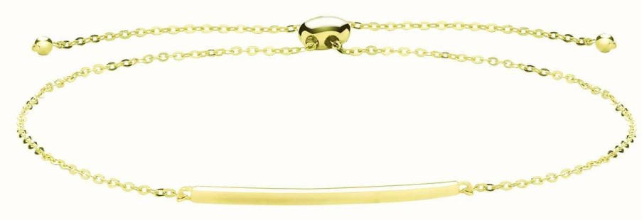 Jewelry James Moore | James Moore Th 9Ct Yellow Gold Bar Pull Bracelet