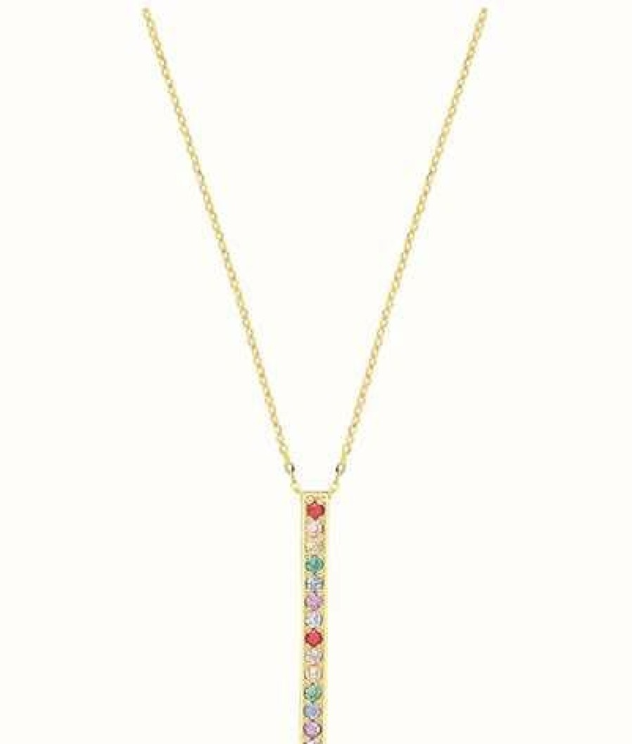 Jewelry James Moore | James Moore Th 9Ct Yellow Gold Rainbow Bar Charm Necklet