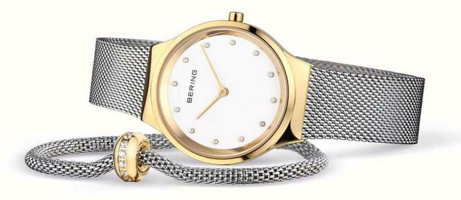 Women'S Bering | Bering Women'S Classic Polished Gold Watch And Bracelet Set