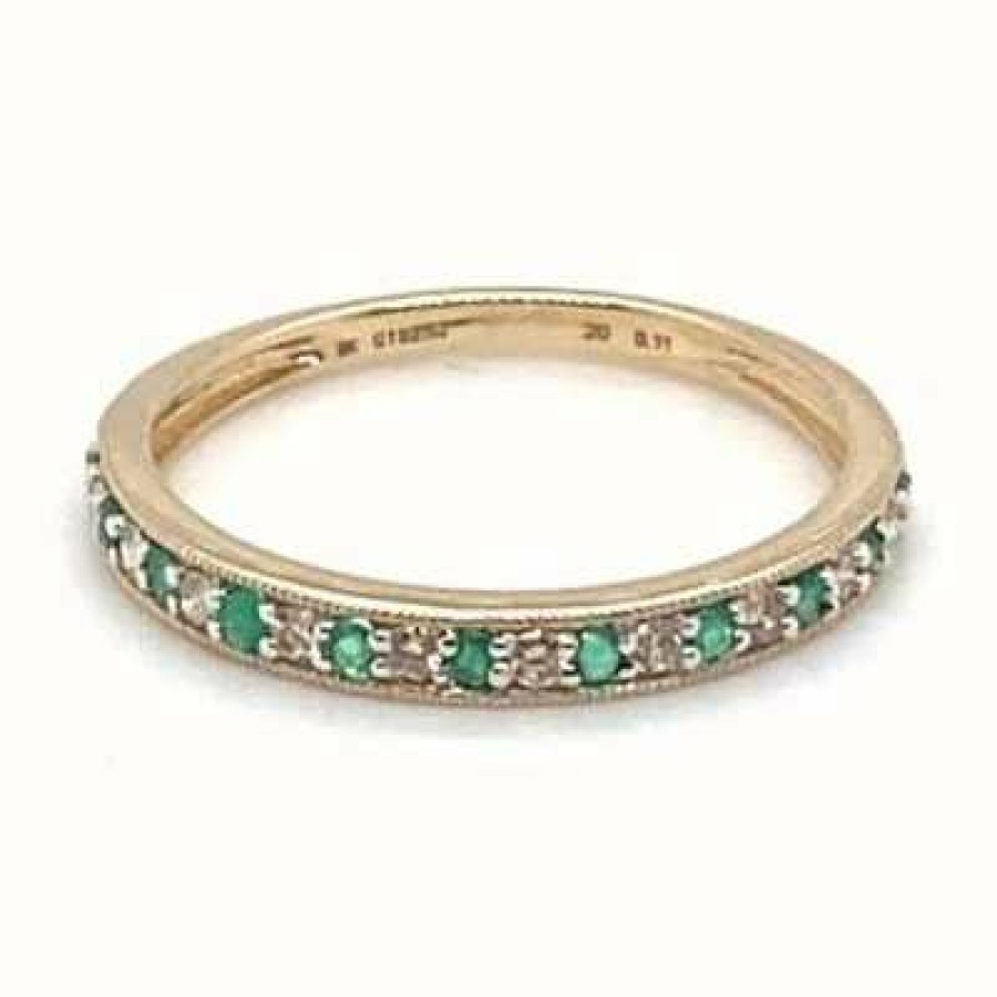 Jewelry James Moore | Perfection Diamond 9Ct Yellow Gold Emerald Diamond Mill Grain Et 0.11Ct