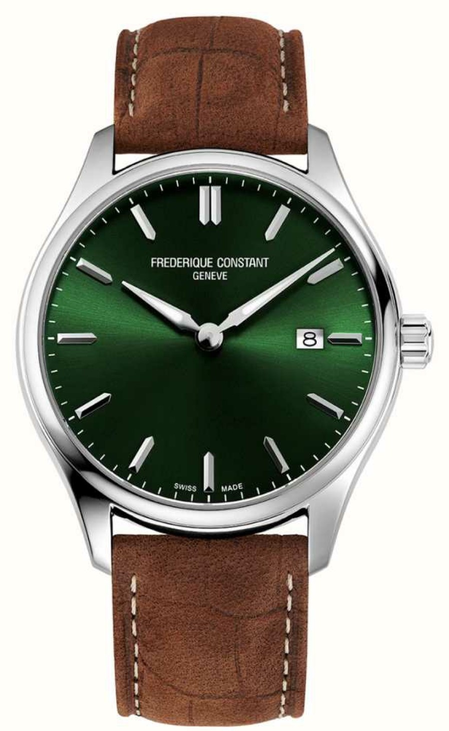 Men'S Frederique Constant | Frederique Constant Classic | Green Dial Brown Leather Strap