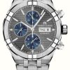 Men'S Maurice Lacroix | Maurice Lacroix Aikon Automatic Chronograph Titanium Day/Date (44Mm) Grey Dial / Stainless Steel